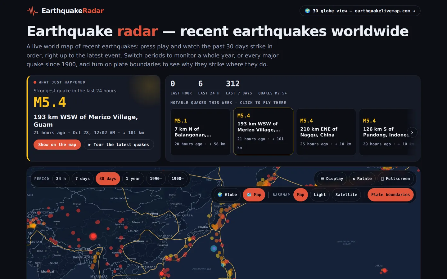 Earthquake Radar